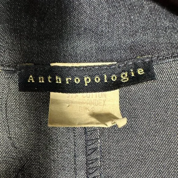 Vintage Anthropologie Jean Jacket Womens XS Blue Cotton Stretch Denim Pockets - Picture 4 of 11